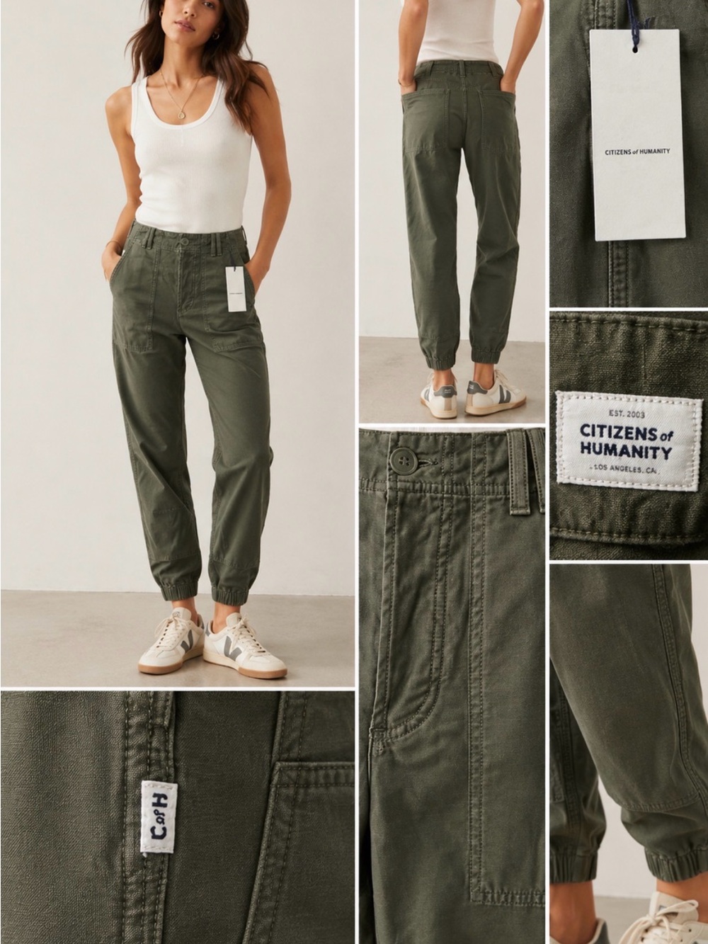 Citizens of Humanity Olive Green Utility Jogger Pants Size 26 NWT